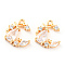 Brass Micro Pave Cubic Zirconia Charms, Cadmium Free & Nickel Free & Lead Free, with Glass, Teardrop, Real 18K Gold Plated, 12x10.5x3mm, Hole: 1.2mm