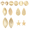 56Pcs 7 Style Brass Pendants, Mixed Shapes, Real 24K Gold Plated, 9.5~23x8~11x0.5~1mm, Hole: 1~1.2mm, 8pcs/style