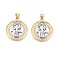 Brass Micro Pave Cubic Zirconia Pendants, Cadmium Free & Lead Free, Flat Round with Saint Jude Charms, Real 18K Gold Plated, 24x21.5x3.5mm, Hole: 3x5mm