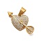 304 Stainless Steel Crystal Rhinestone Pendants, Heart & Arrow Charm, Golden, 26x31x5.5mm, Hole: 8x5mm