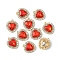 Alloy Rhinestone Charms, Heart, Light Gold, Hyacinth, 18x16x5mm, Hole: 1.4mm
