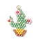 Beaded Cactus Charms, Loom Pattern Glass Seed Beads Pendants, with Jump Ring, Medium Aquamarine, 26x22.5x2mm, Hole: 2.5mm