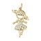 Rack Plating Brass Micro Pave Cubic Zirconia Pendant, Lead Free & Cadmium Free, Long-Lasting Plated, Ballet Girl Charms, with Jump Ring, Real 18K Gold Plated, 24.5x13.5x2.5mm