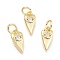 Brass Micro Pave Cubic Zirconia Pendants, with Jump Ring, Heart with Eye, Real 18K Gold Plated, Clear, 12x5.5x2.3mm, Jump Rings: 5x0.8mm, Inner Diameter: 3mm