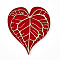 Transparent Printed Acrylic Pendants, Leaf, FireBrick, 67.6x57.5~58x2.5~3mm, Hole: 3.5mm