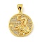 Real 18K Gold Plated Rack Plating Brass Micro Pave Cubic Zirconia Pendants, Long-Lasting Plated, Lead Free & Cadmium Free, Round with Dragon, Clear, 23.5x17x3mm, Hole: 4.5x3.5mm