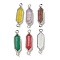 Natural Mixed stone Faceted Double Terminal Pointed Hexagon Connector Charms, with Rack Plating Brass Findings, Platinum, Mixed Dyed & Undyed, 23~24x6.5x4~5mm, Hole: 1.6mm