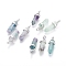Natural Fluorite Double Terminated Pointed Pendants, with Random Alloy Pendant Hexagon Bead Cap Bails, Bullet, Platinum, 37~40x12mm, Hole: 3mm