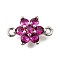 Brass Micro Pave Orchid Cubic Zirconia Links, Cadmium Free & Nickel Free & Lead Free, Flower, Platinum, 8x13x3.5mm, Hole: 1.2mm