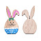 Single-Sided Printed Wood Big Pendants, Rabbit Charm, Dodger Blue, 97x45x2.5mm, Hole: 3.5mm