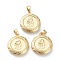 Brass Locket Pendants, Photo Frame Pendants for Necklaces, Flat Round with Flower, Real 18K Gold Plated, 22.5x20x4.5mm, Hole: 4.5x3mm, 14mm Inner Diameter