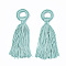 Polyester Tassel Big Pendant Decorations, Medium Turquoise, 98~110x24~26x10~15mm, Hole: 14mm