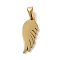 PVD Vacuum Plating 304 Stainless Steel Pendants, Wing Charm, Golden, 20x8x1.5mm, Hole: 2.5x4.5mm