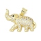 Brass Micro Pave Cubic Zirconia Pendants, Elephant, Lead Free & Cadmium Free, Long-Lasting Plated, Rack Plating, Real 18K Gold Plated, 18.5x23.5x3.5mm, Hole: 3.5x5mm