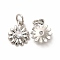 Rack Plating Brass Cubic Zirconia Flower Pendants, with Jump Ring, Cadmium Free & Lead Free, Daisy Charm, Platinum, 11.5x9x3.5mm, Hole: 3.6mm