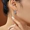Brass Colorful Clear Cubic Zirconia Hoop Earrings, Silver, 20x7mm