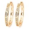 Brass with Cubic Zirconia Hoop Earrings, Half Round, Light Gold, 34x4.5mm