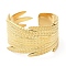 304 Stainless Steel Open Cuff Rings, Feather, Golden, US Size 7 1/4(17.5mm)