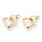 Brass Heart Lobster Claw Clasps, for Jewelry Making, Real 18K Gold Plated, 13x9x3mm, Hole: 1.6mm