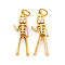 Halloween Brass Micro Pave Cubic Zirconia Pendants, with Jump Ring, Skeleton Man, Clear, Real 18K Gold Plated, 24x7.5x3mm, Hole: 3.5mm