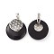 Synthetic Black Stone Pendants, Spiritual Charms, with Platinum Tone Brass Findings, Flat Round with Flower of Life/Sacred Geometry, 32~32.5x28~30x7~7.5mm, Hole: 5x8mm