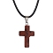 Natural Mahogany Obsidian Cross Pendant Necklaces, with Imitation Leather Cords, 17.80 inch(45.2cm)
