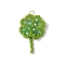 Handmade Glass Seed Beaded Clover Pendants, with 304 Stainless Steel Jump Rings Loop & Glass, Faceted, Lime, 30x28x5mm, Hole: 3mm