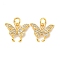 Brass Micro Pave Clear Cubic Zirconia Pendants, Cadmium Free & Nickel Free & Lead Free, Butterfly, with Jump Ring, Real 18K Gold Plated, 12x14x3mm, Hole: 3mm