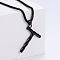 Stylish Stainless Steel Initial Pendant Necklaces, Black, Letter T