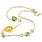 Faceted Heart & Teardrop & Square Glass Beads Bib Necklaces, Brass Chain Neckalces , Golden, 16.14 inch(41cm)