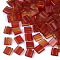 2-Hole Glass Seed Beads, Transparent Spray Painted, Two Tone, Rectangle, Orange Red, 5x4.5~5.5x2~2.5mm, Hole: 0.5~0.8mm