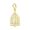 Brass Micro Pave Cubic Zirconia Saint European Dangle Charms, Large Hole Pendants, Cadmium Free & Lead Free, Real 16K Gold Plated, 31.5mm, Hole: 4.2mm