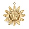 304 Stainless Steel Pendants, Flower Charm, Ion Plating(IP), Real 18K Gold Plated, 21.5x19x4mm, Hole: 1.4mm