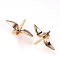 Brass Beads, Paper Crane, Nickel Free, Real 18K Gold Plated, 15x23x10mm, Hole: 1mm