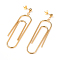 304 Stainless Steel Dangle Stud Earrings, with Ear Nuts, Paper Clip, Golden, 75mm, Pin: 0.8mm