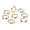Clear Cubic Zirconia Heart Open Cuff Ring, Rack Plating Brass Croissant Ring for Women, Lead Free & Cadmium Free, Mixed Color, US Size 6(16.5mm)