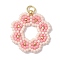 Seed Beads Beaded Charms, Flower Pendants, Misty Rose, 23x22x3mm, Hole: 3.4mm