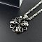 Retro Street Stainless Steel Dance Skull Pendant Necklaces for Men, Stainless Steel Color
