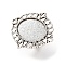 Vintage Adjustable Iron Flower Finger Ring Components Alloy Cabochon Bezel Settings, Cadmium Free & Lead Free, Antique Silver, Oval Tray: 18x25mm, 17mm