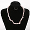 Natural Rose Quartz Beads Necklace, with Alloy Chain For Women, 17.72 inch(45cm)