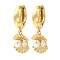 Rack Plating Brass Micro Pave Clear Cubic Zirconia Hoop Earrings, with ABS Plastic Imitation Pearl, Cadmium Free & Lead Free, Long-Lasting Plated, Shell Shape, Real 18K Gold Plated, 28.5x11mm