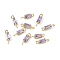 Brass Pave Cubic Zirconia Connector Charms, Rack Plating, Long-Lasting Plated, Cadmium Free & Lead Free, Real 18K Gold Plated, Rectangle, 10x2.5x3.5mm, Hole 1: 1mm, Hole 2: 0.8mm