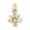 Brass Micro Pave Cubic Zirconia Tree Charms, with Jump Ring, Long-Lasting Plated, Cadmium Free & Lead Free, Real 18K Gold Plated, 11x9x2.5mm, Hole: 3mm