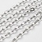 Iron Cable Chains, Unwelded, with Spool, Flat Oval, Cadmium Free & Lead Free, Platinum, 5.9x3.9x1mm, about 164.04 Feet(50m)/roll