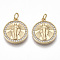 Brass Micro Pave Clear Cubic Zirconia Pendants, Flat Round with Holy Virgin, Nickel Free, Real 18K Gold Plated, 18.5x16x3mm, Jump Ring: 5x0.8mm, Inner Diameter: 3mm