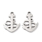 Non-Tarnish 316 Surgical Stainless Steel Charms, Laser Cut, Manual Polishing, Anchor Charms, Stainless Steel Color, 15x11x1mm, Hole: 1.6mm