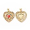 Brass Cubic Zirconia Pendants, Cadmium Free & Lead Free, with Enamel, Heart Charms, Colorful, 22.5x20x2.5mm, Hole: 3x5mm