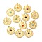 Ion Plating(IP) 316 Stainless Steel Flat Round Pendants, Natural & Synthetic Mixed Gemstone Flower Charms, Real 24K Gold Plated, 23x20x4mm, Hole: 1.8mm