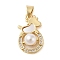 Brass Micro Pave Clear Cubic Zirconia Pendants, Cadmium Free & Lead Free, with Shell, ABS Imitation Pearl, Deer, Real 18K Gold Plated, 20x12.5x7.5mm, Hole: 4x3.5mm