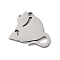 201 Stainless Steel Charms, Laser Cut, Mouse Charm, Anti-Tarnish, Stainless Steel Color, 9.5x11.5x1mm, Hole: 1mm